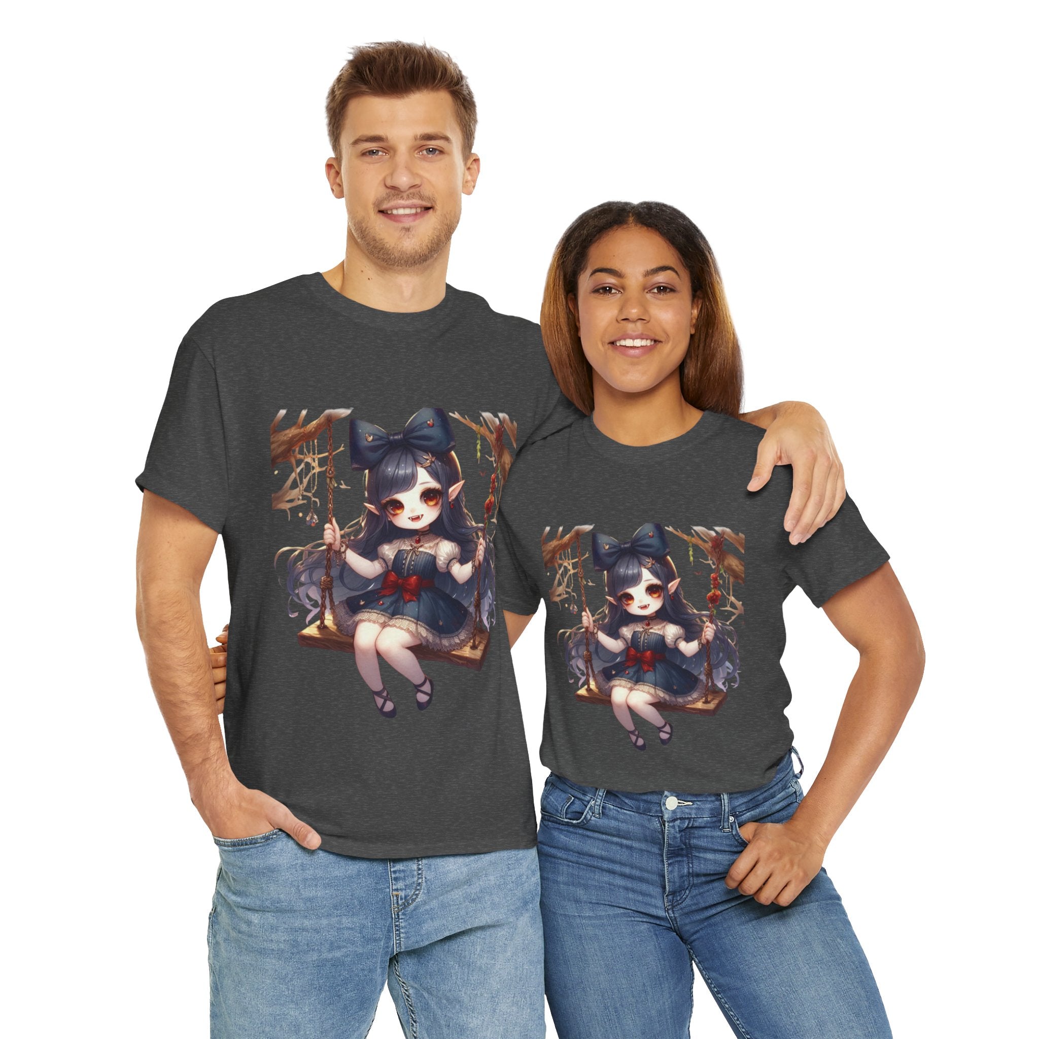 vampire girl on a swing horror Unisex Heavy Cotton Tee men women halloween #23