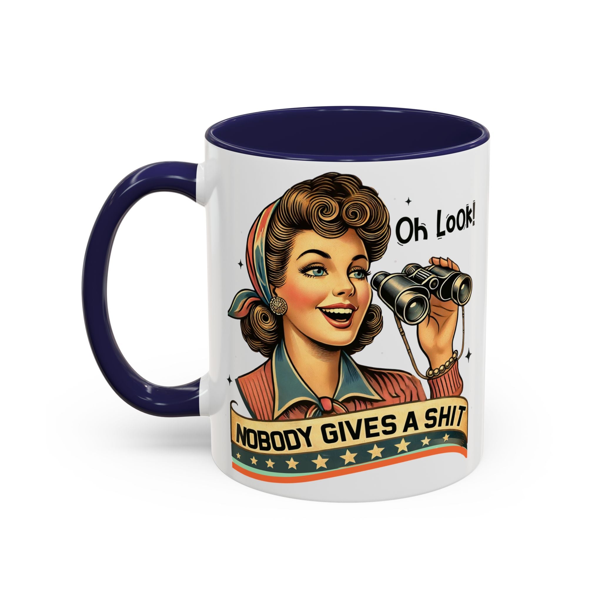 Nobody Gives a Shit Retro Coffee Mug — Funny Vintage Pin-Up Accent Mug (11/15oz)