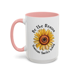 Sunflower Smile Accent Coffee Mug - Cheerful Gift for Friends, Inspirational Mug, 11oz/15oz, Daily Motivation, Brighten Someone's Day