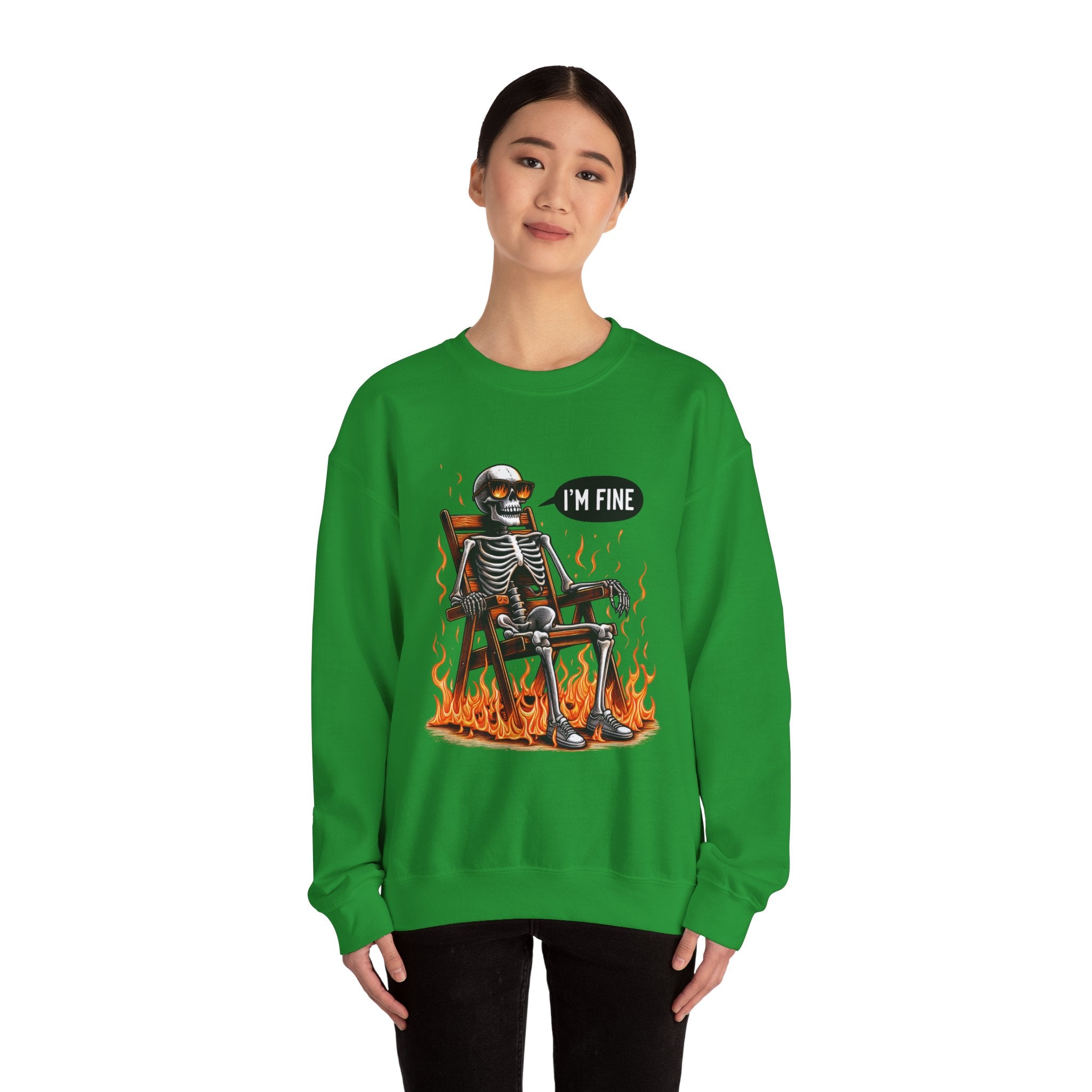 Chill Vibes Skeleton Sweatshirt, Unisex Crewneck, Perfect for Halloween, Casual Wear, Gift for Friends, Cozy Lounge Wear