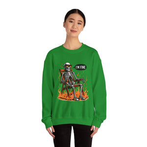 Chill Vibes Skeleton Sweatshirt, Unisex Crewneck, Perfect for Halloween, Casual Wear, Gift for Friends, Cozy Lounge Wear