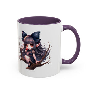 gothic vampire girl in tree horror art Accent Coffee Mug (11, 15oz) png16