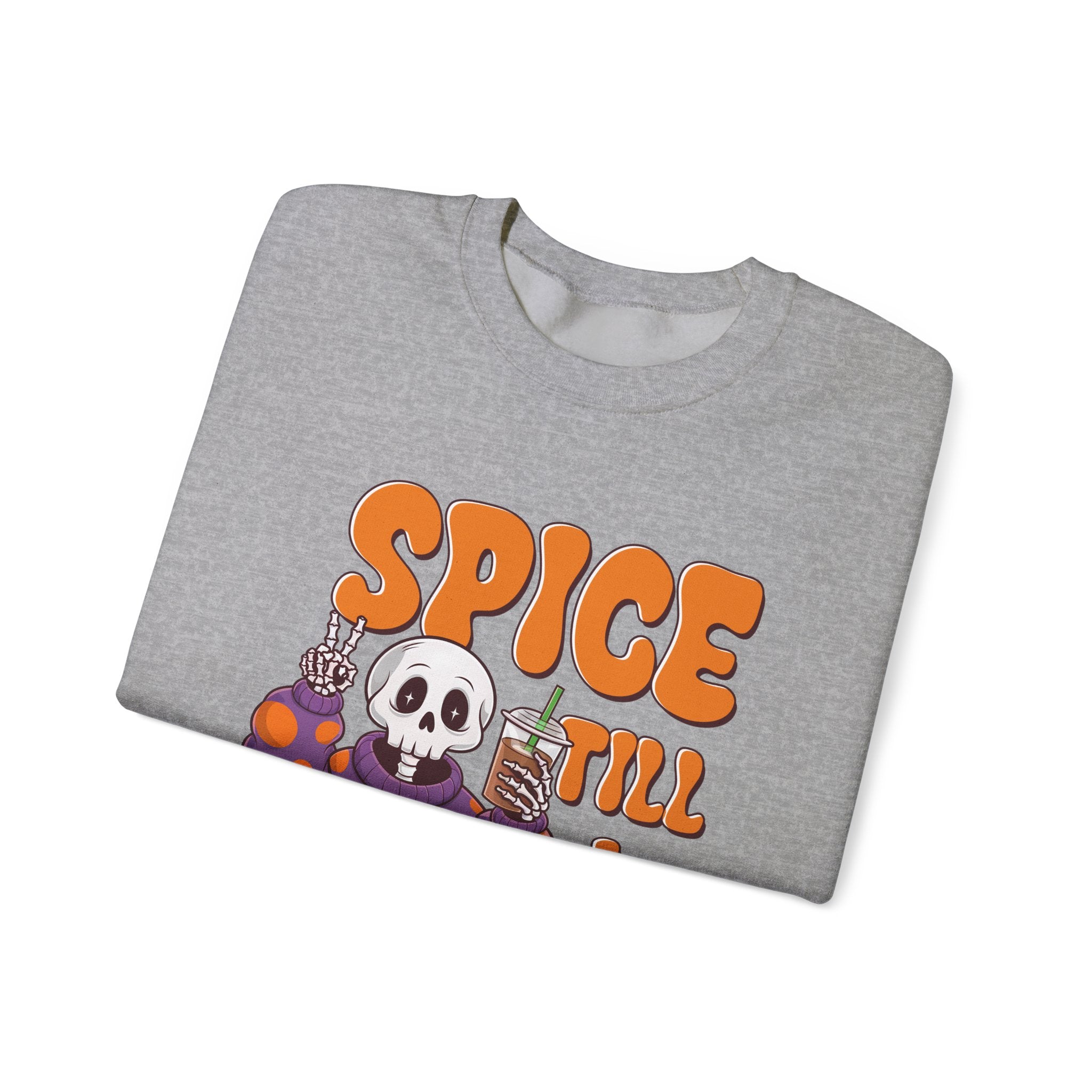 Spooky Fall Sweatshirt - Unisex Crewneck with 'Spice Till I Die' Design, Halloween, Cozy Autumn Vibe, Perfect for Halloween Parties