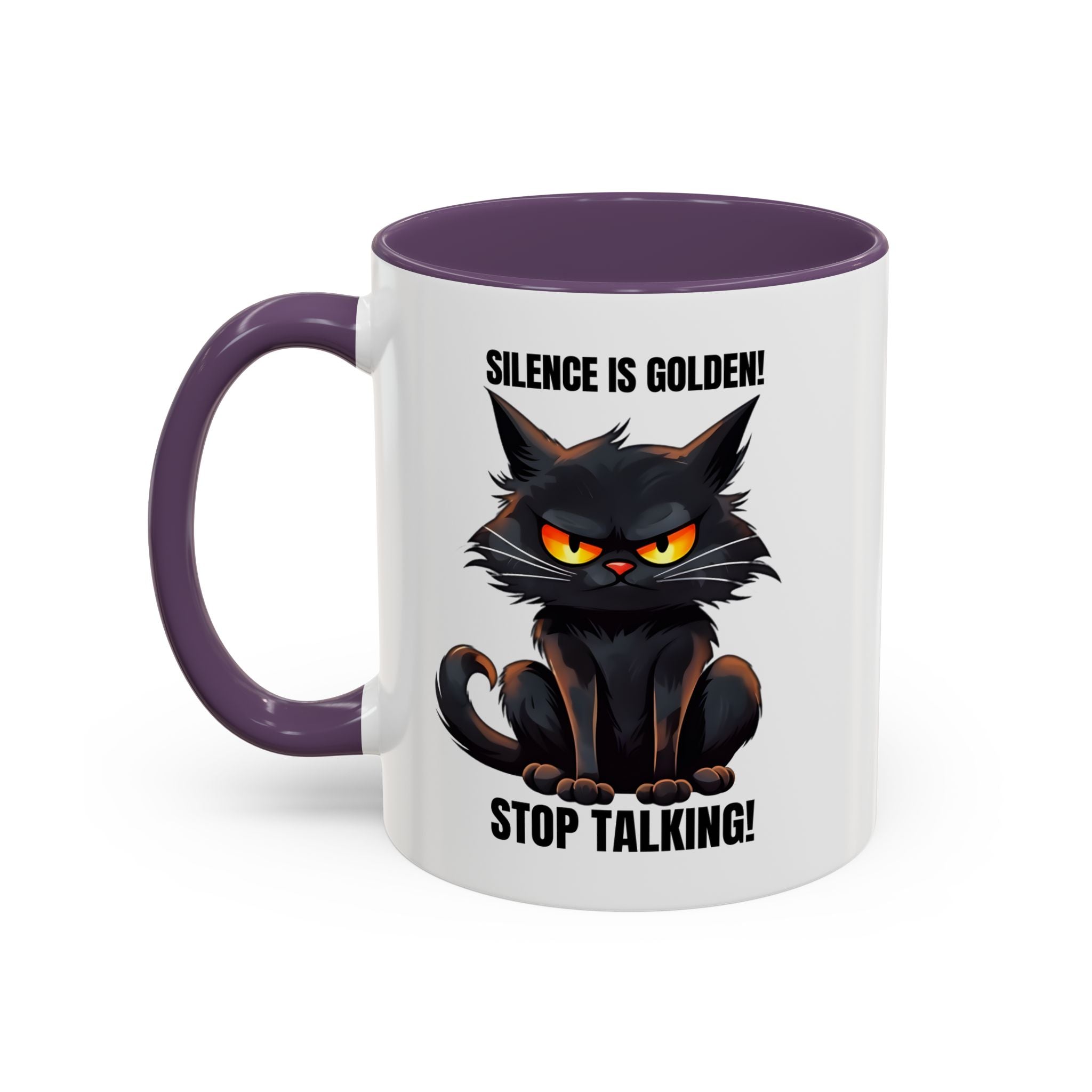 Funny Cat Mug | Silence Is Golden Coffee Cup | Gift for Cat Lovers | Humorous Kitchenware | Ceramic Teacup | Unique Animal Gifts