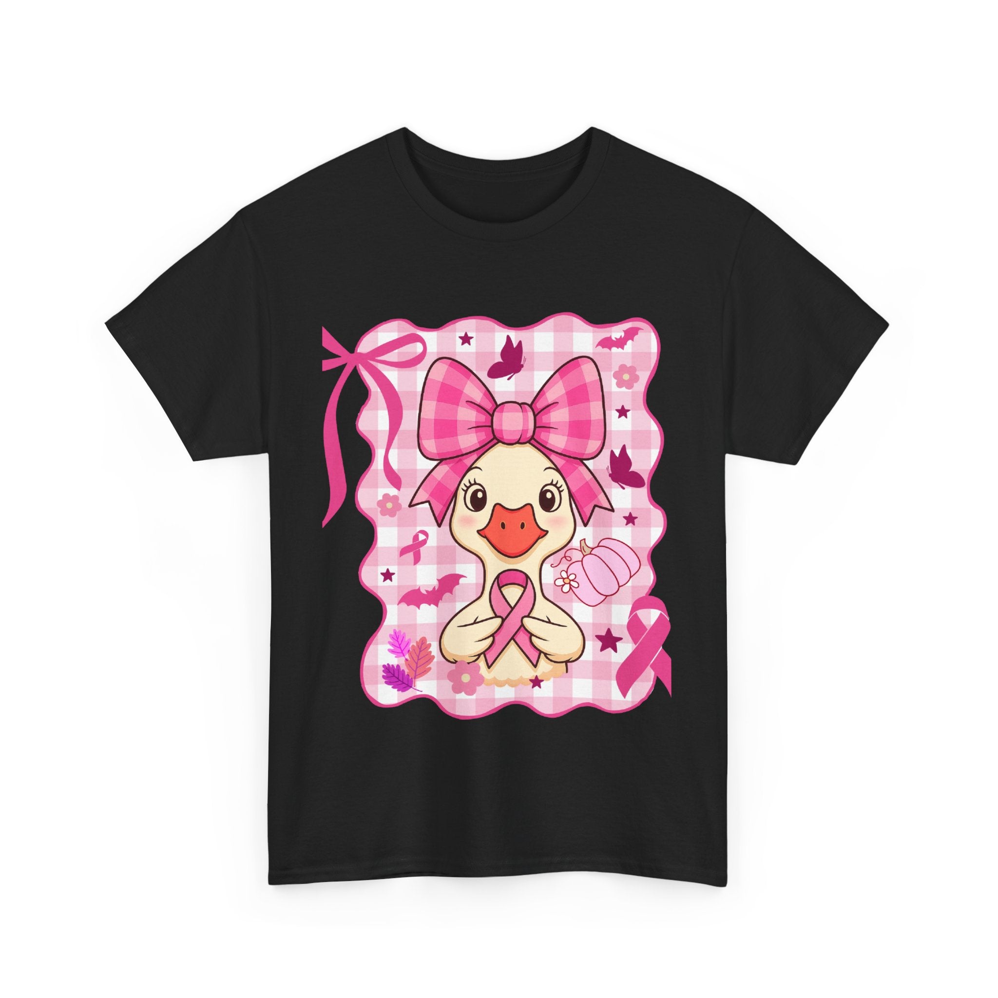 Cute Pink Ribbon Duck Tee, Breast Cancer Awareness Shirt, Funny Unisex Cotton T-Shirt, Gift for Her, Cute Animal Apparel