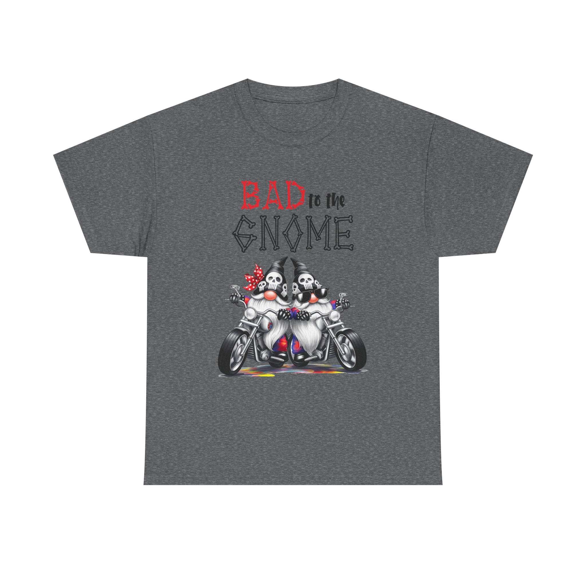 Bad to the Gnome Unisex Heavy Cotton Tee - Fun and Whimsical Biker Shirt