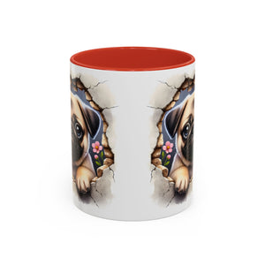 Pug In A Wall Coffee Mug - Cozy Ceramic Cup for Dog Lovers - Cute Pet Gift for Birthdays, Anniversaries, and Holidays