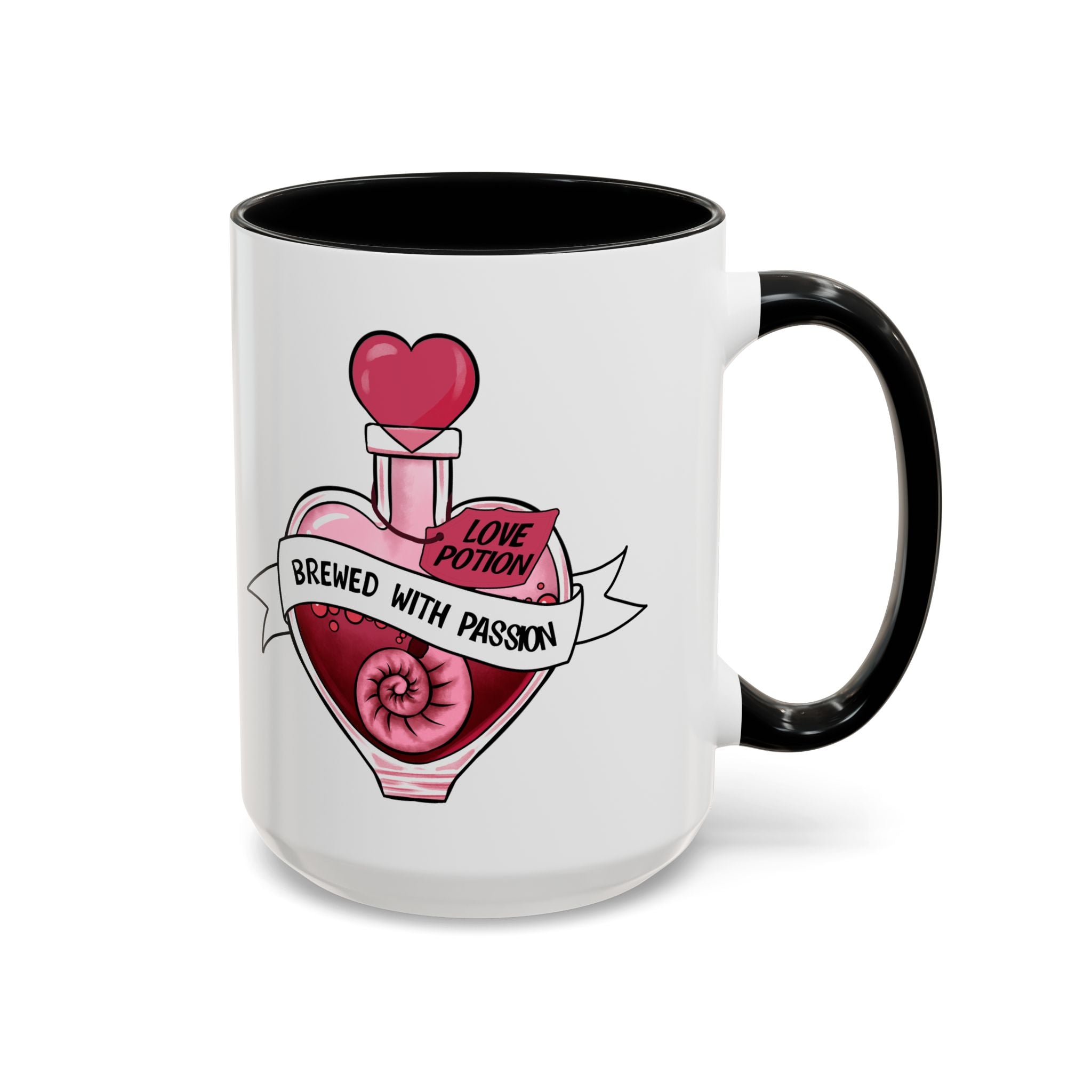 Coffee Mug - 'Brewed With Passion' Love Potion Accent Mug (11/15oz) anti valentine