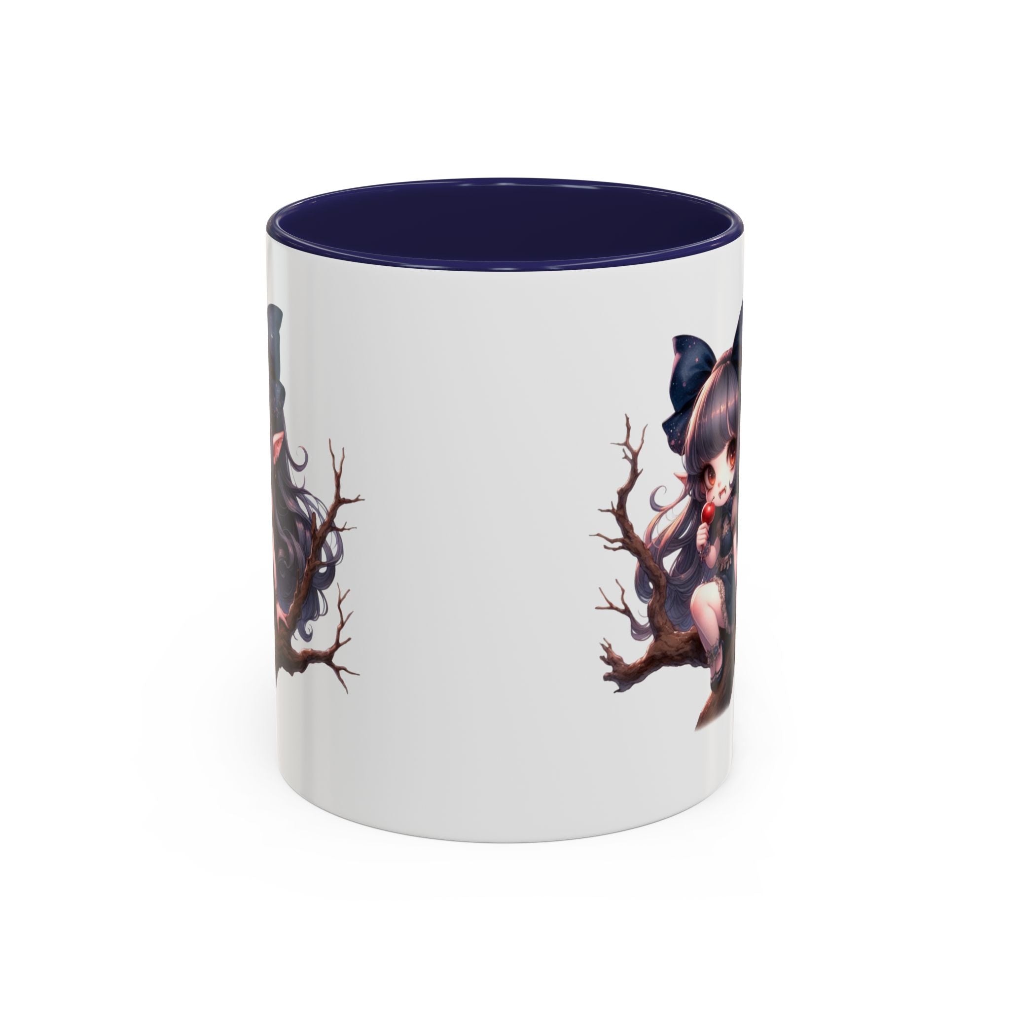 gothic vampire girl in tree horror art Accent Coffee Mug (11, 15oz) png16