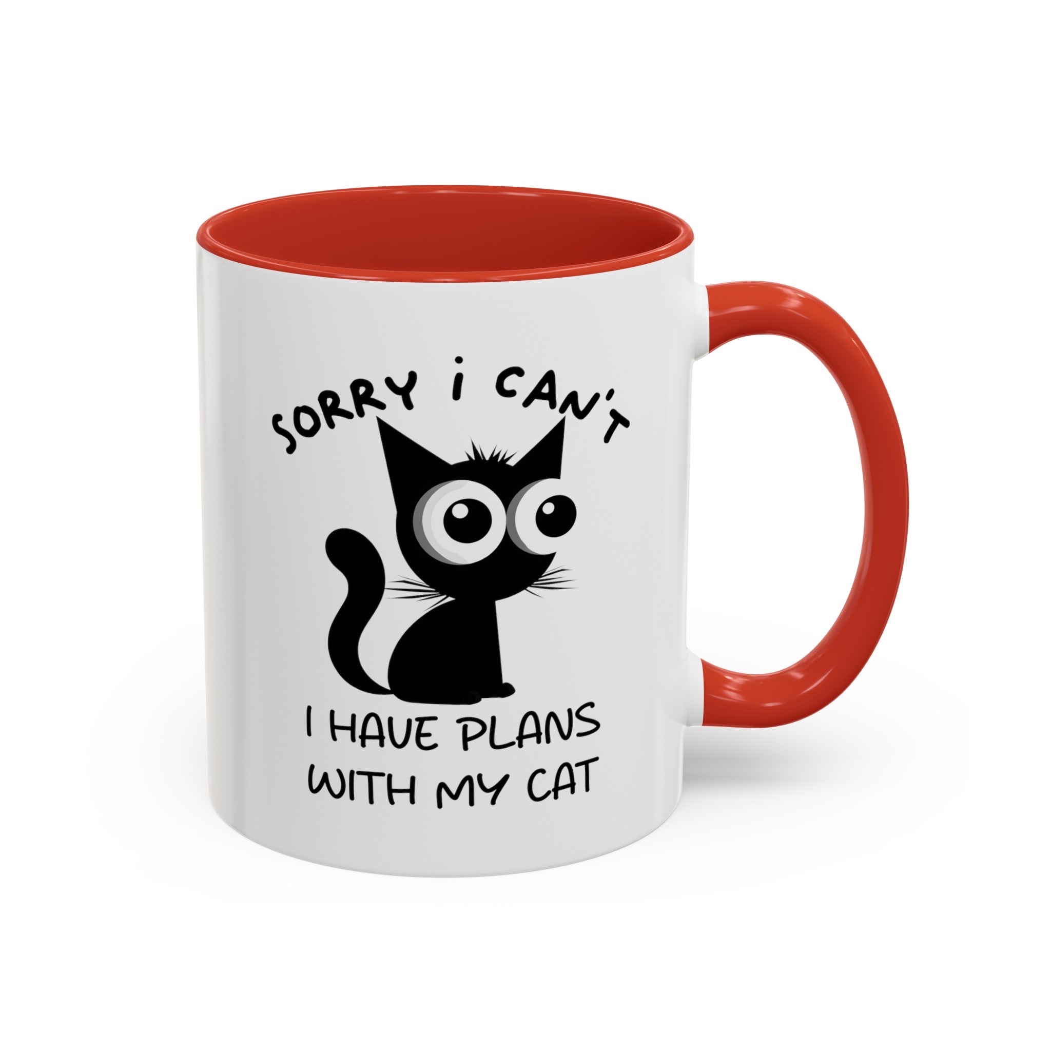 Funny cat Sorry I can't I have plans with my cat  Accent Coffee Mug (11, 15oz) by mrdragonsfire