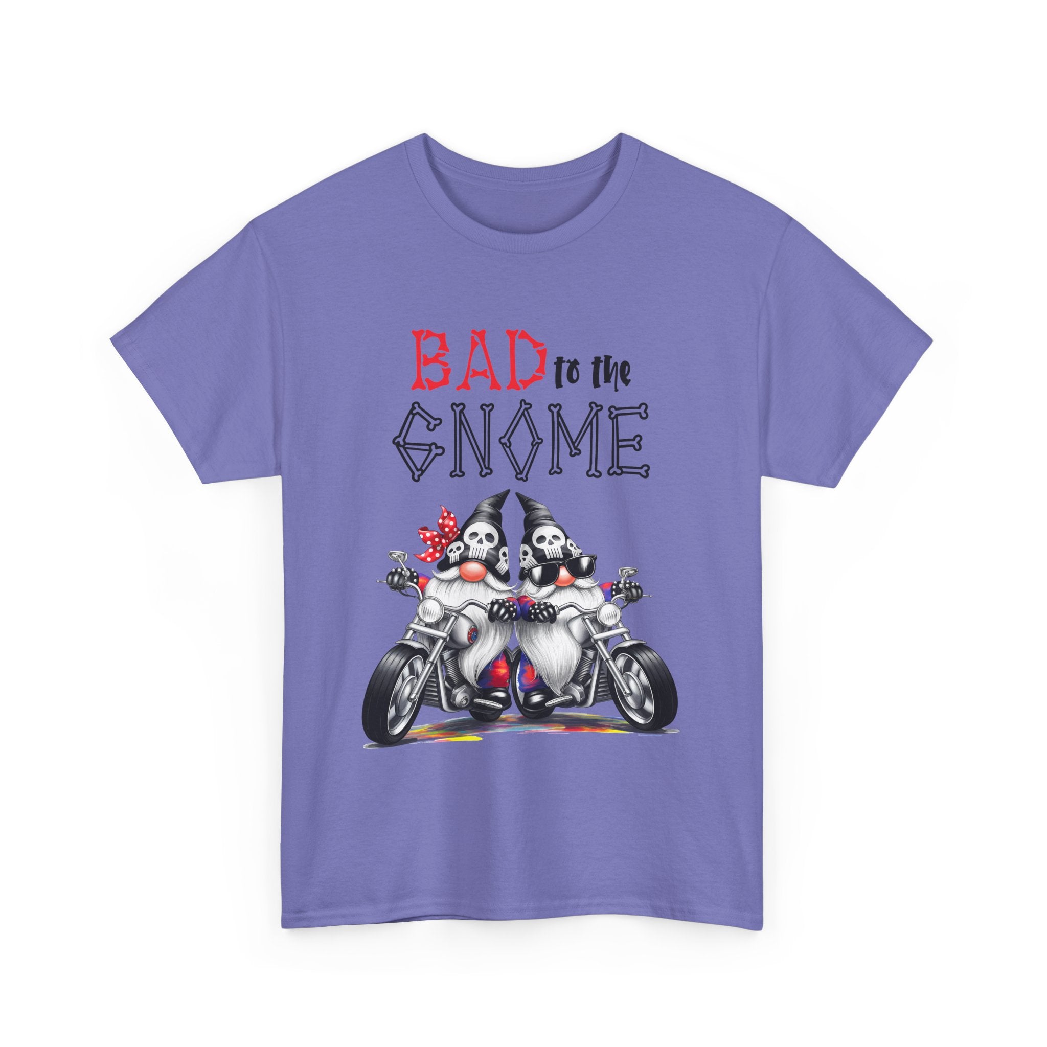 Bad to the Gnome Unisex Heavy Cotton Tee - Fun and Whimsical Biker Shirt