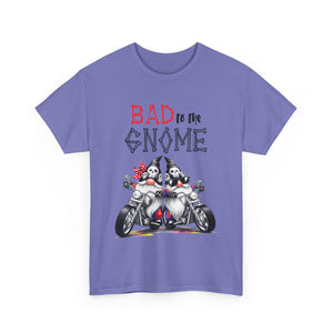 Bad to the Gnome Unisex Heavy Cotton Tee - Fun and Whimsical Biker Shirt