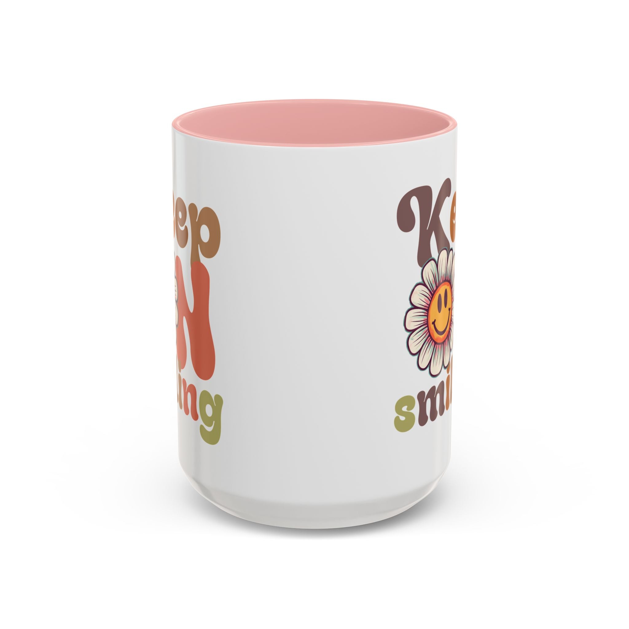Keep Smiling Floral Coffee Mug - Cheerful 11 & 15oz Accent Mug for Daily Motivation