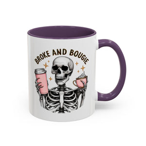 Broke and Bougie Coffee Mug, Skeleton Mug, Halloween Mug, Unique Gift for Coffee Lovers, Spooky Decor