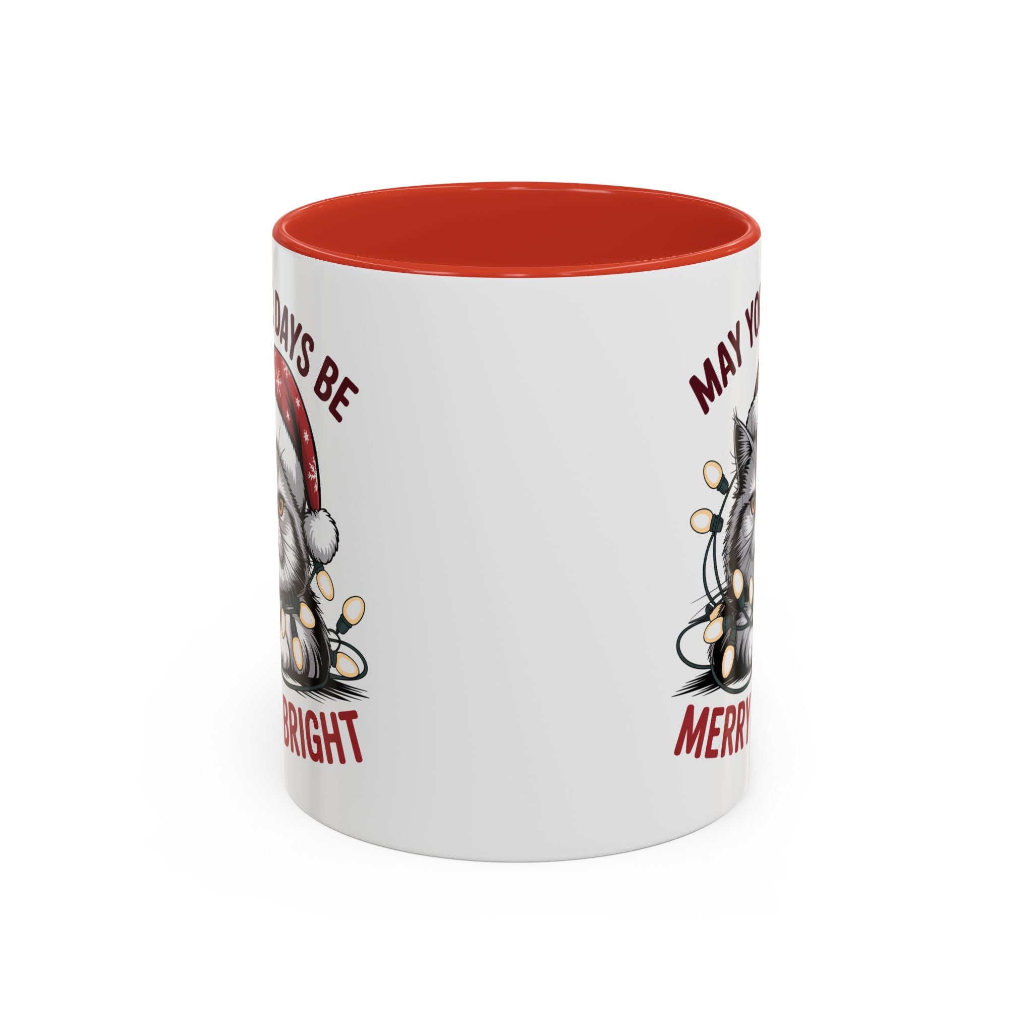 Funny Holiday Cat Mug - "May Your Days Be Merry & Bright"