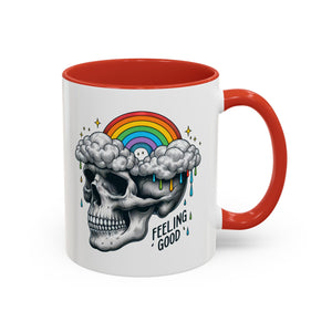 Skull Rainbow Coffee Mug, Unique Gift for Coffee Lovers, Halloween Decor, Daily Motivation Mug, Fun Skull Design