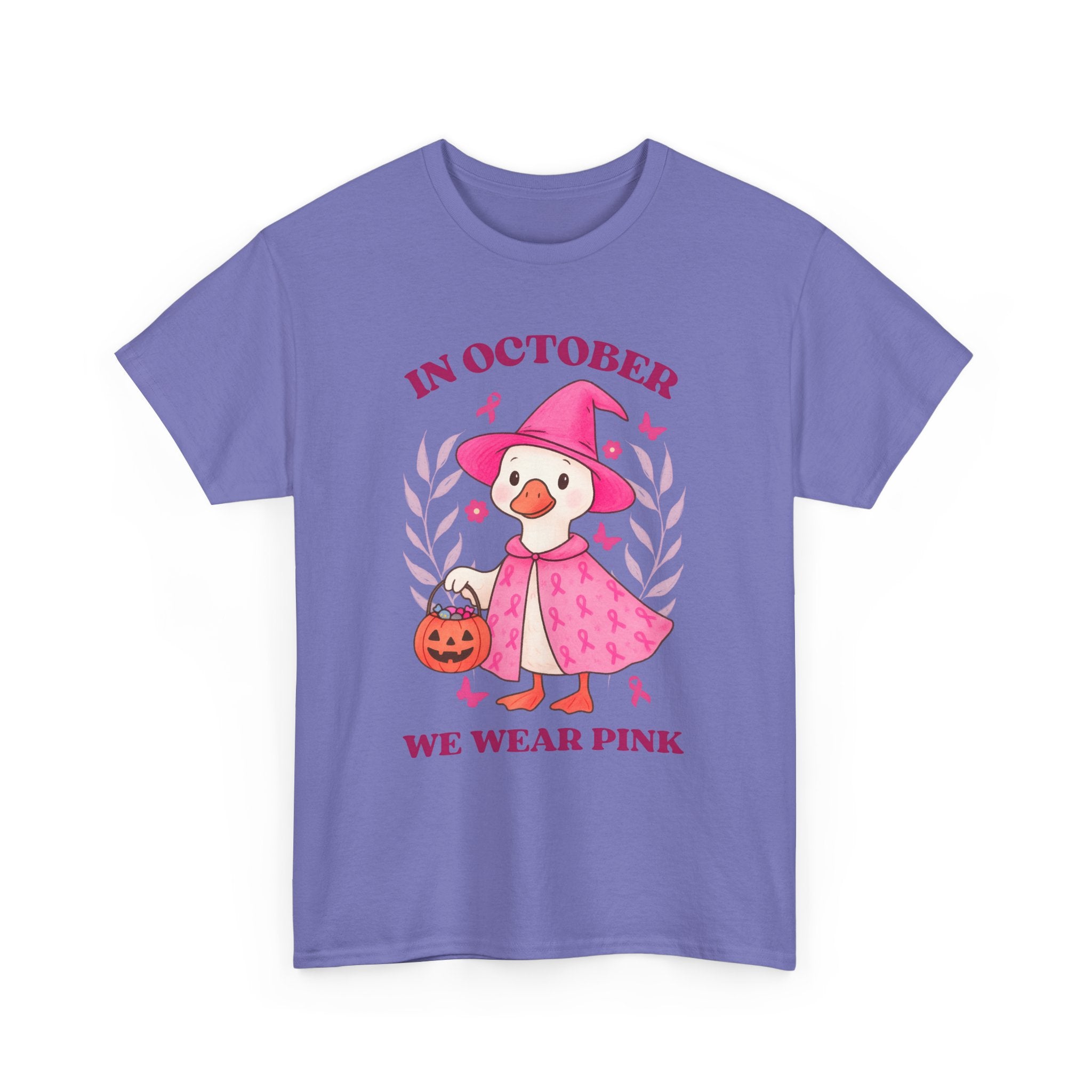 Breast Cancer Awareness Tee, Cute Pink Duck Shirt for October, Unisex Cotton T-Shirt, Awareness Month Apparel, Funny Halloween Outfit
