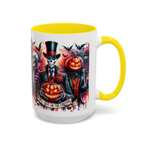 Halloween-themed Accent Coffee Mug, Spooky Skull Mug, Pumpkin Art Cup, Unique Gift for Halloween Lovers, October Decor