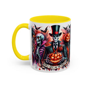 Halloween-themed Accent Coffee Mug, Spooky Skull Mug, Pumpkin Art Cup, Unique Gift for Halloween Lovers, October Decor