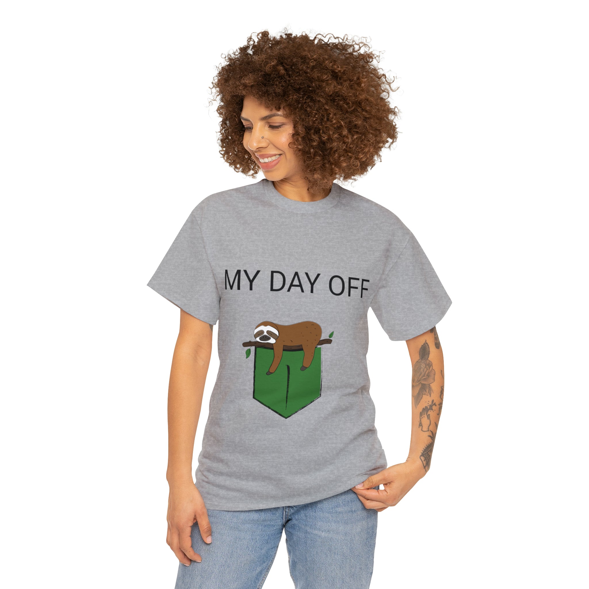 Lazy my day off  Unisex Heavy Cotton Tee funny humor t shirt for men and women