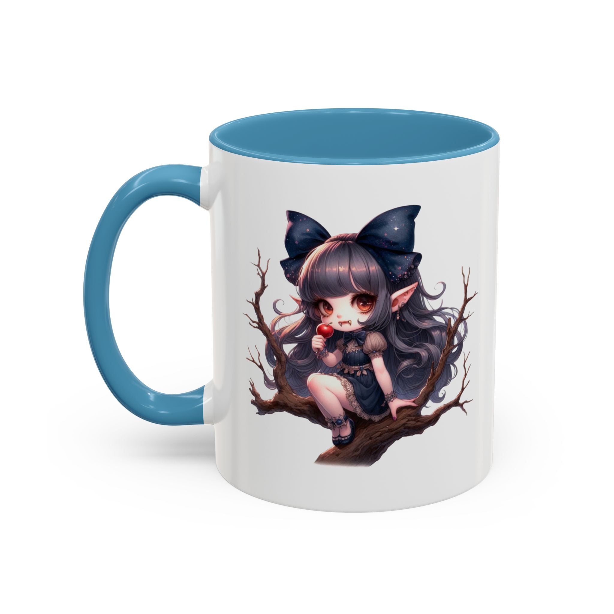 gothic vampire girl in tree horror art Accent Coffee Mug (11, 15oz) png16