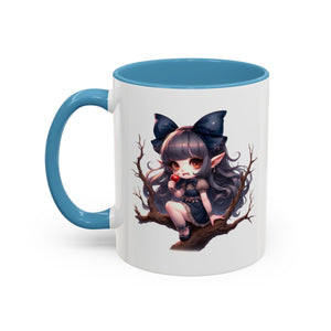 gothic vampire girl in tree horror art Accent Coffee Mug (11, 15oz) png16