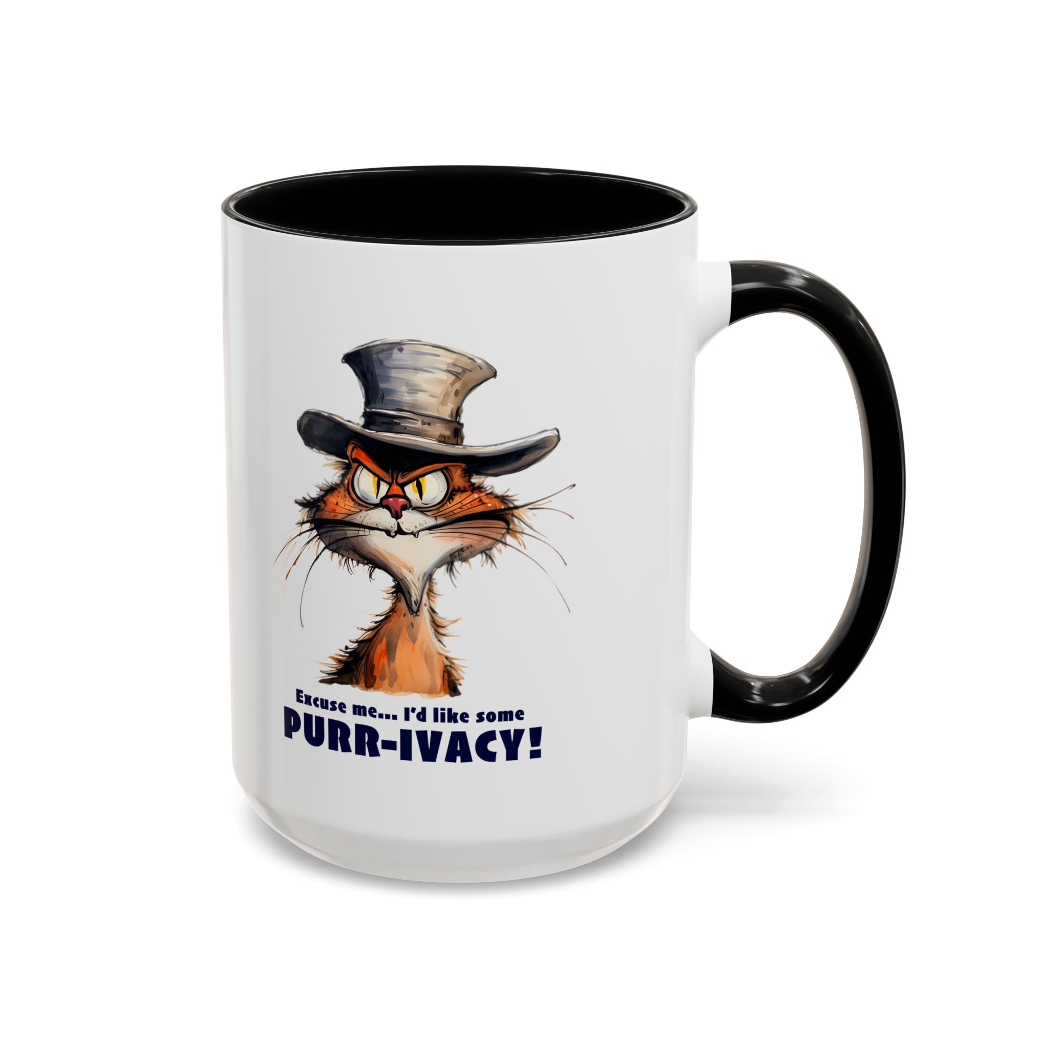 Funny Cat Coffee Mug - Purr-ivacy & Puppy Humor, Gifts for Cat Lovers, Home Office Accessories, Birthday, Pet Owner Mug