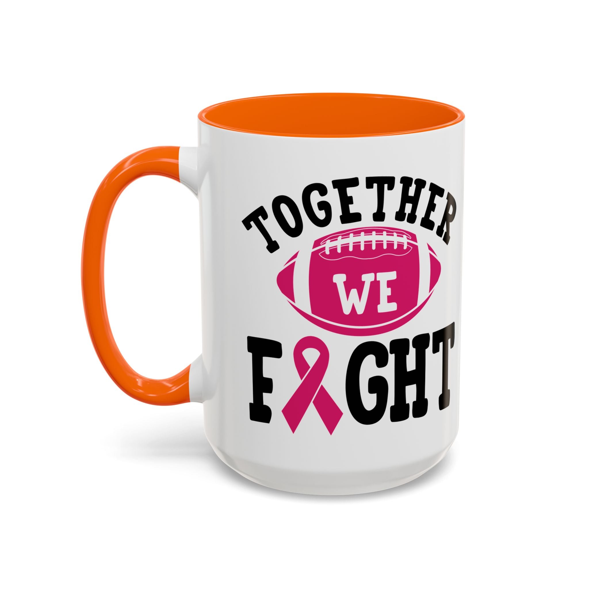 Together We Fight Pink Ribbon Coffee Mug, Support Breast Cancer Awareness, Gift for Survivors, Football Lovers, Empowerment