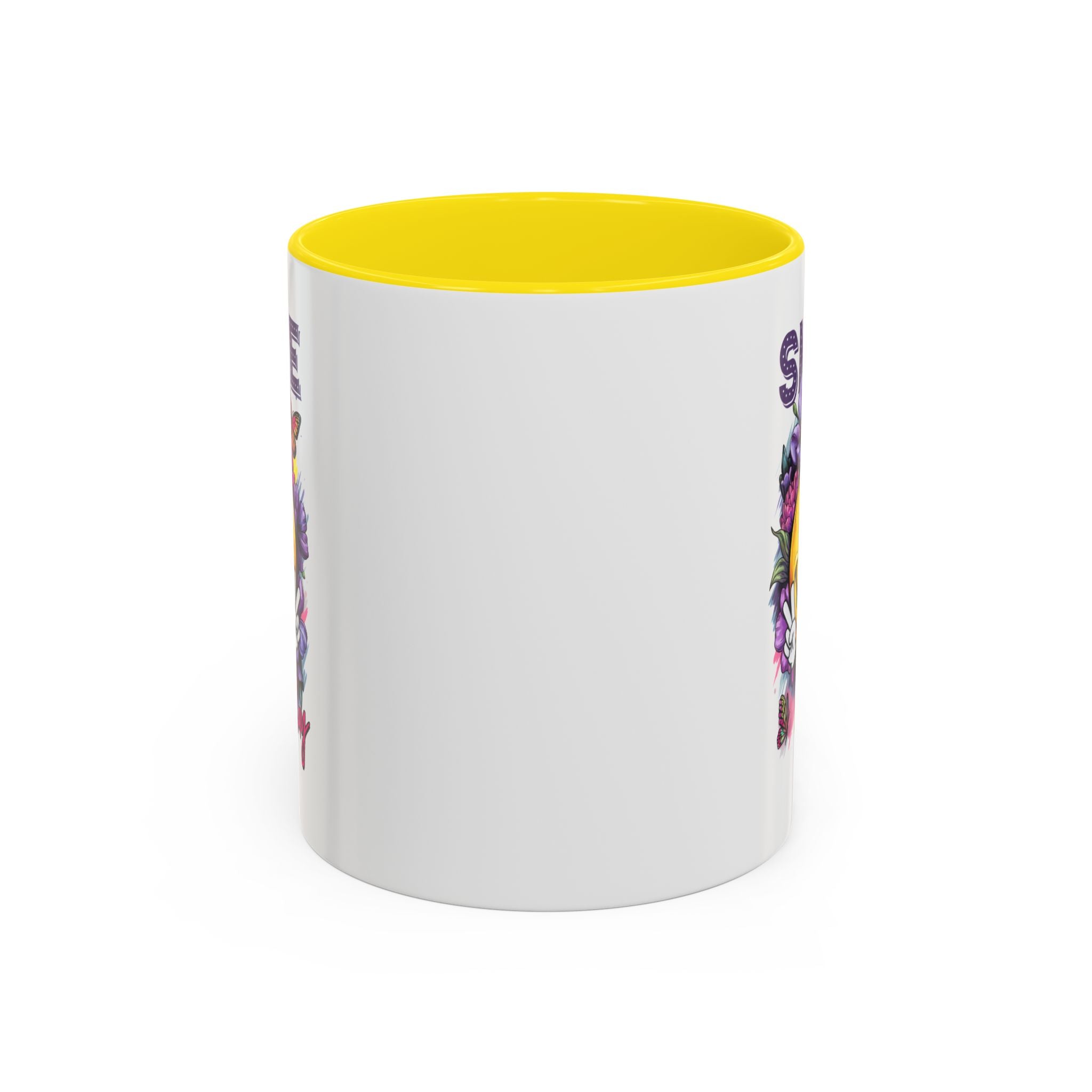 Smile Stay Accent Coffee Mug - Vibrant Floral Design for Positive Vibes