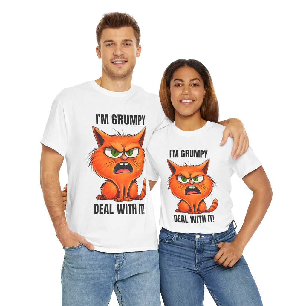 Grumpy Cat Tee: Unisex Heavy Cotton Shirt, Funny Cat Lovers Gift, Casual Wear, Birthday, Humor Apparel