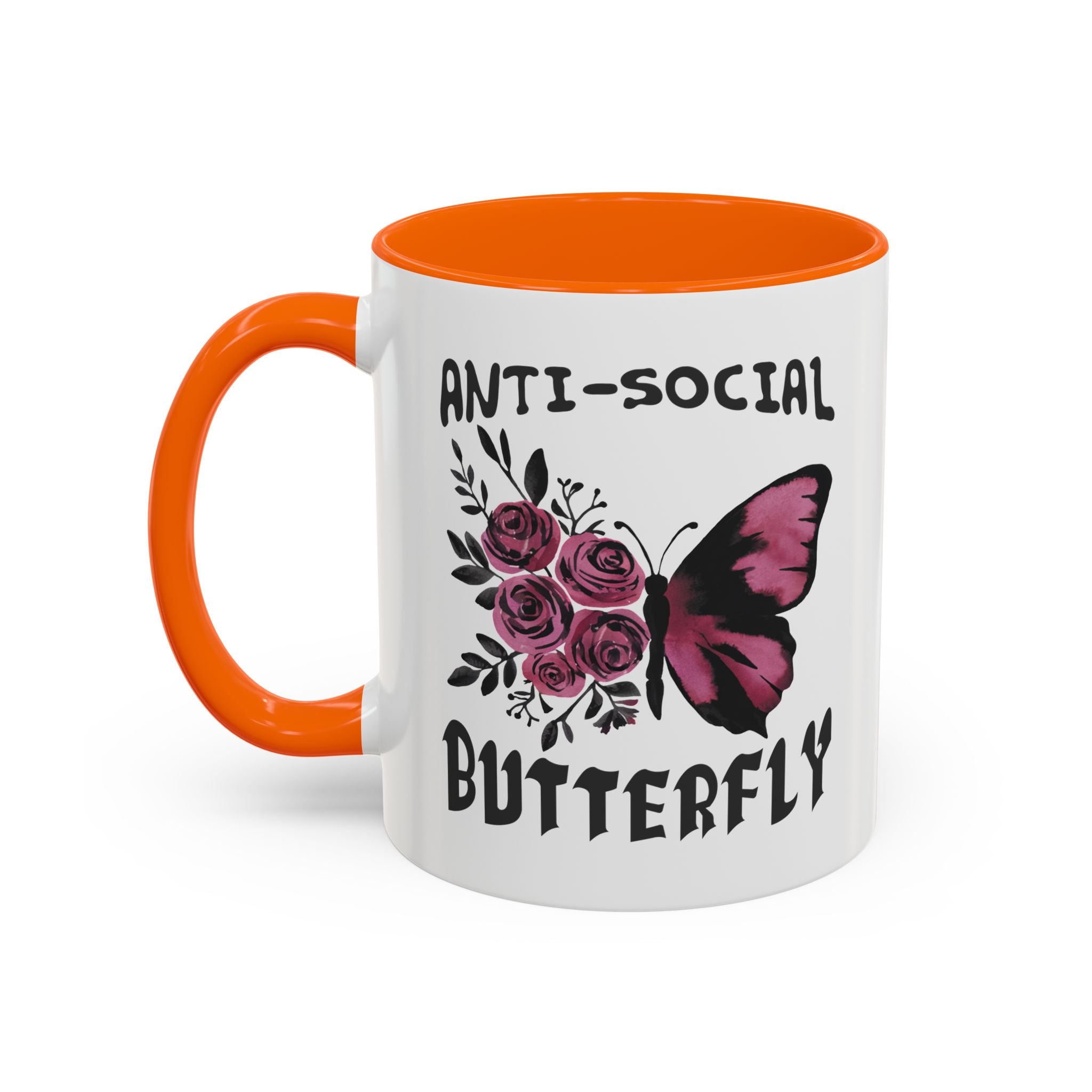 Anti-Social Butterfly Coffee Mug - Floral & Butterfly Design