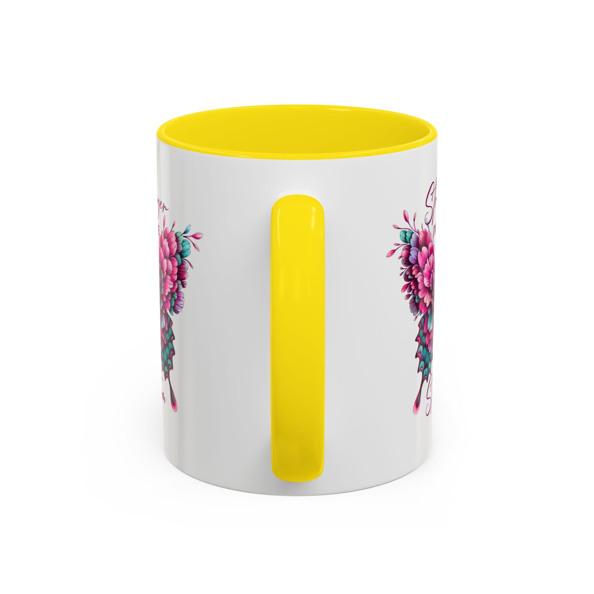 Stronger Than The Storm Accent Coffee Mug - Inspirational Butterfly Design