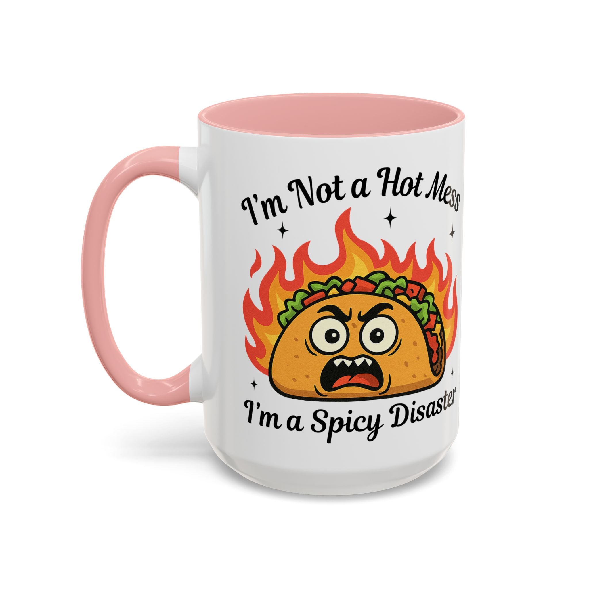 Funny Taco Mug - "I’m Not a Hot Mess, I’m a Spicy Disaster" Accent Coffee Mug