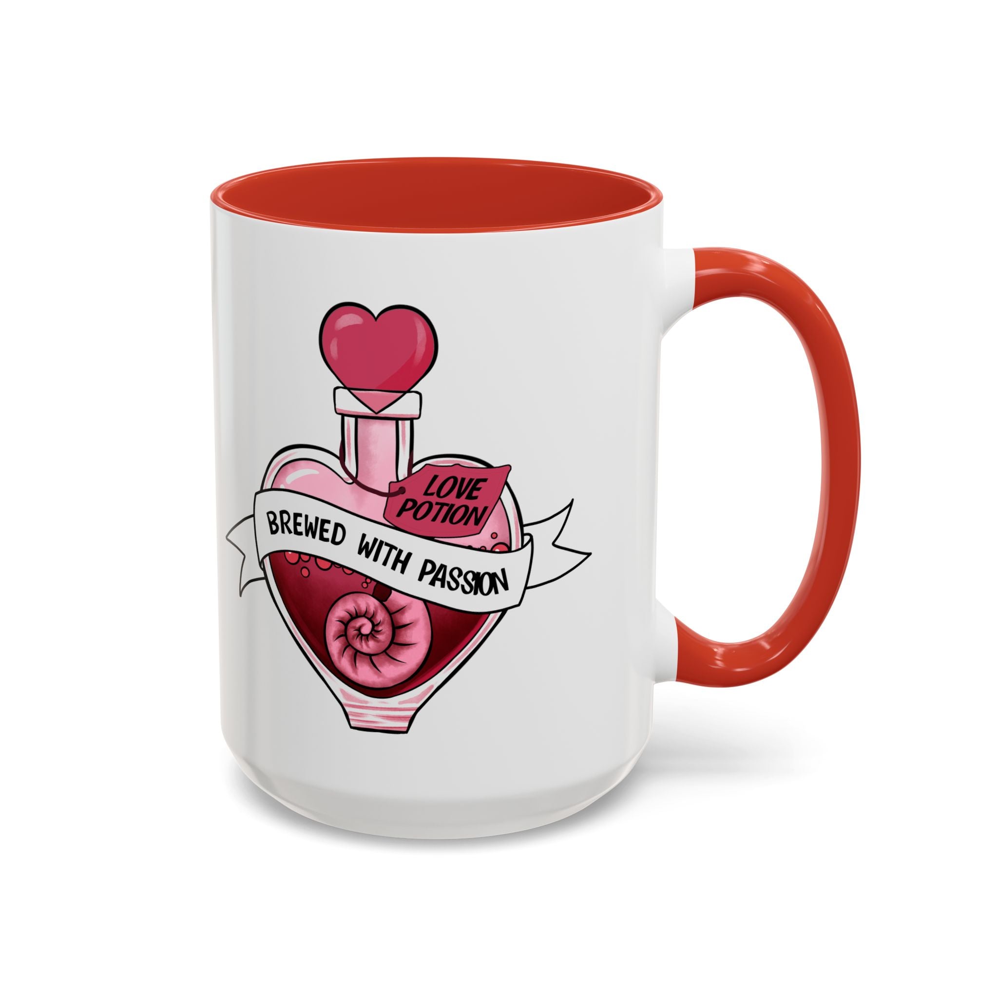 Coffee Mug - 'Brewed With Passion' Love Potion Accent Mug (11/15oz) anti valentine