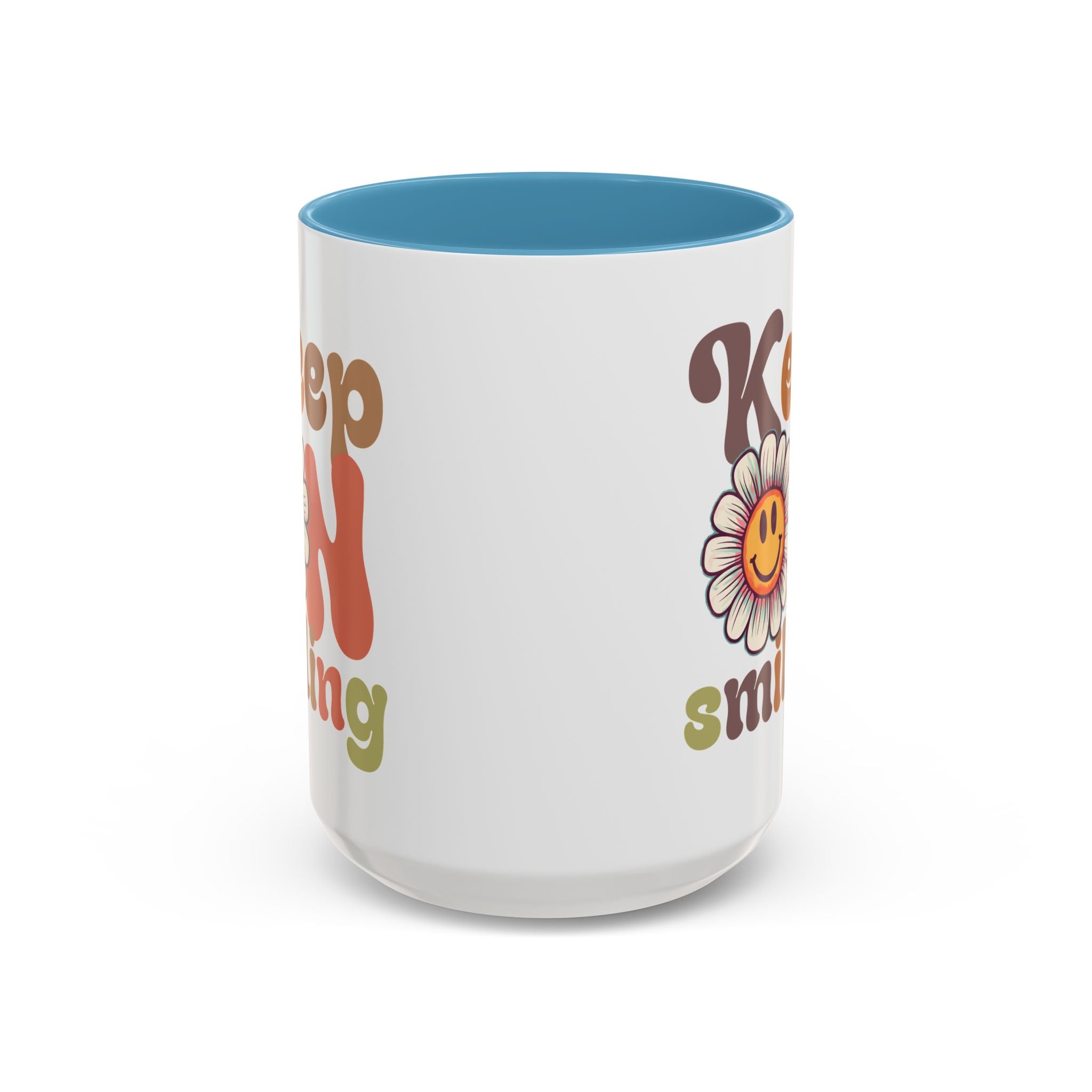 Keep Smiling Floral Coffee Mug - Cheerful 11 & 15oz Accent Mug for Daily Motivation