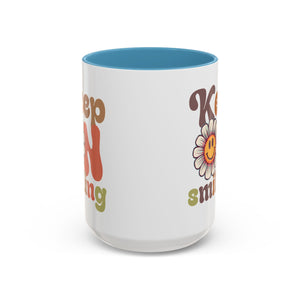 Keep Smiling Floral Coffee Mug - Cheerful 11 & 15oz Accent Mug for Daily Motivation