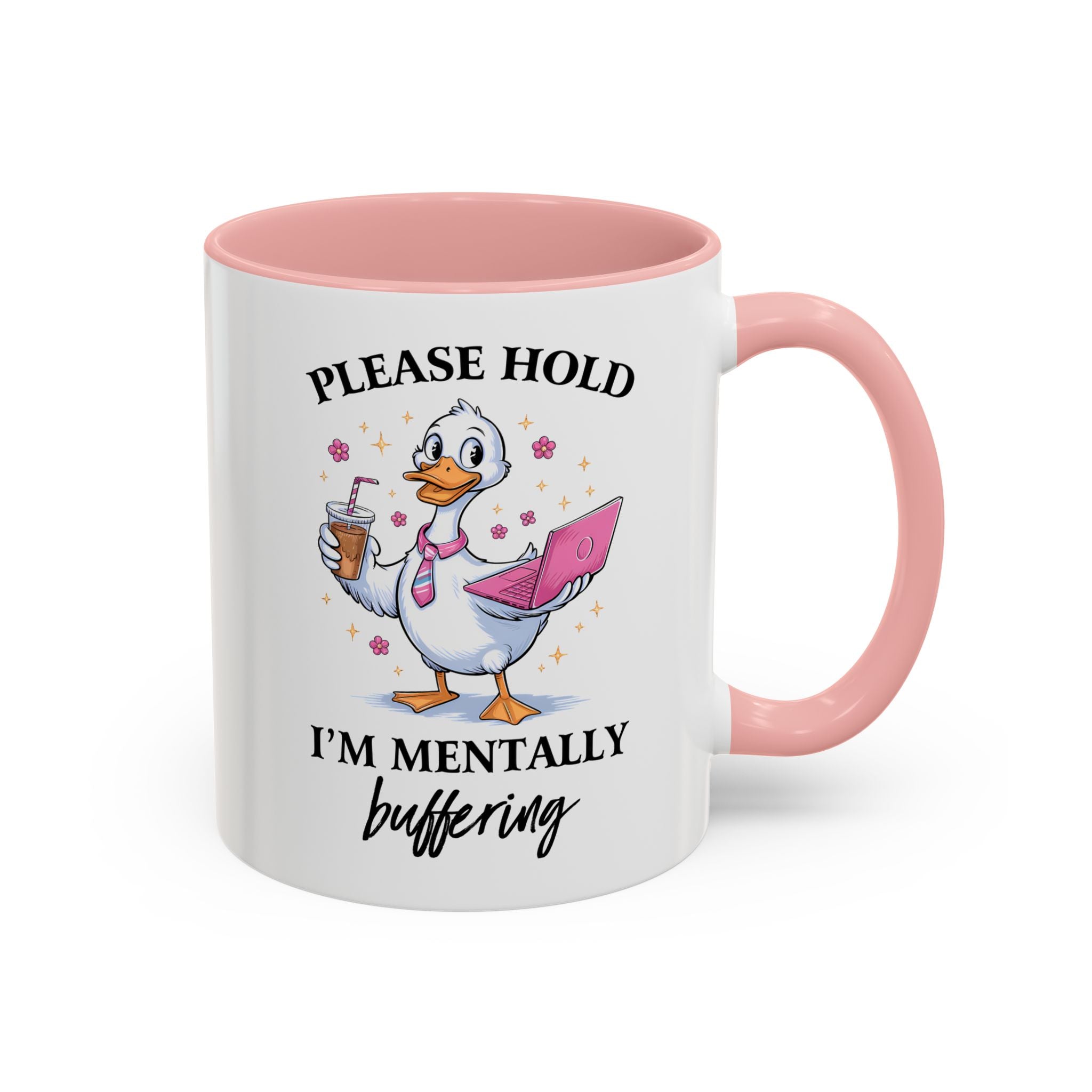 Funny Mental Health Coffee Mug - Please Hold I'm Mentally Buffering