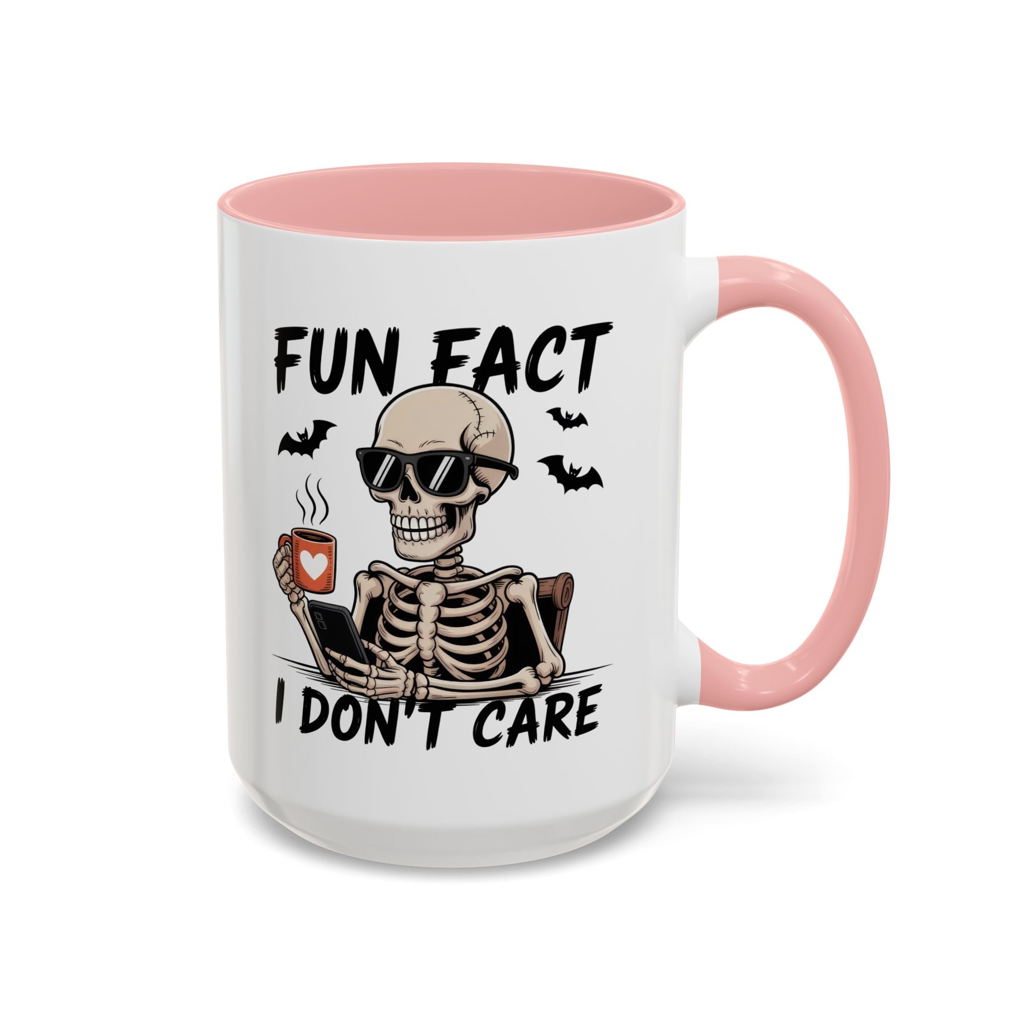 Fun Fact I Don’t Care Skull Coffee Mug — Halloween Accent Coffee Cup (11/15oz)
