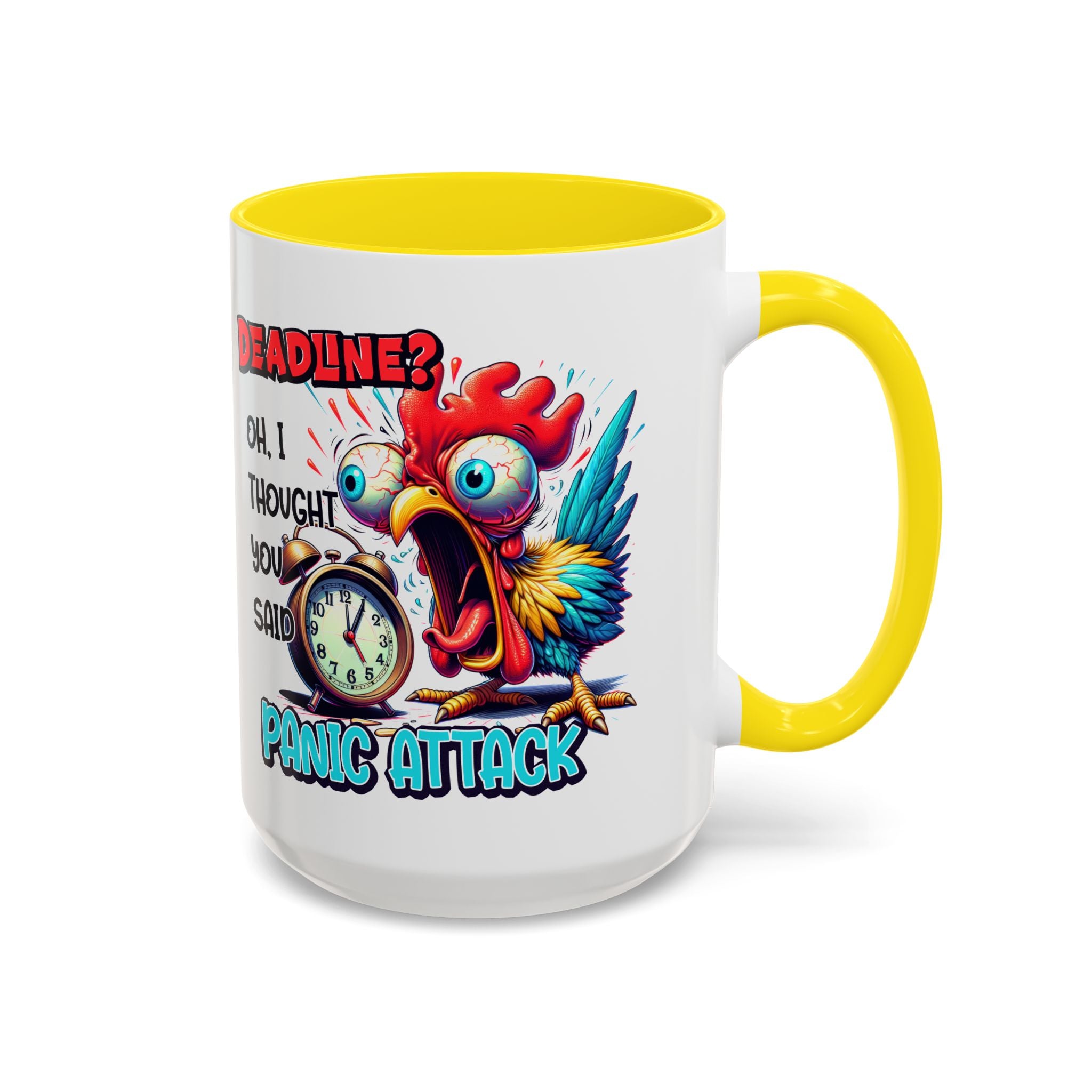 Funny Panic Attack Coffee Mug, Quirky Rooster Mug for Stress Relief, Gift for Teachers, Office Humor, Coworker Gift, Fun Coffee Cup