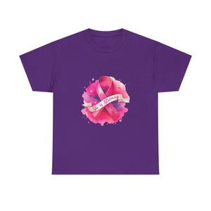 Empowering Cancer Awareness Tee - She is Strong, Support Shirt, Gift for Survivors, Pink Ribbon Apparel, Breast Cancer Awareness
