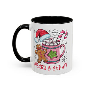 Festive Gingerbread Coffee Mug, Christmas Gift, Holiday Coffee Cup, Merry & Bright Mug, Winter Mug, Hot Chocolate Holder