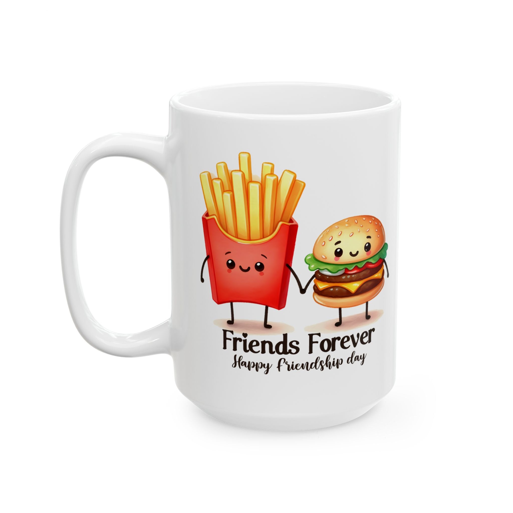 Cute Foodie friends coffee  Mug, Funny Gifts for Food Lovers, Hamburger and French Fries, Best Friend Gift, Coffee Cup for Any Occasion