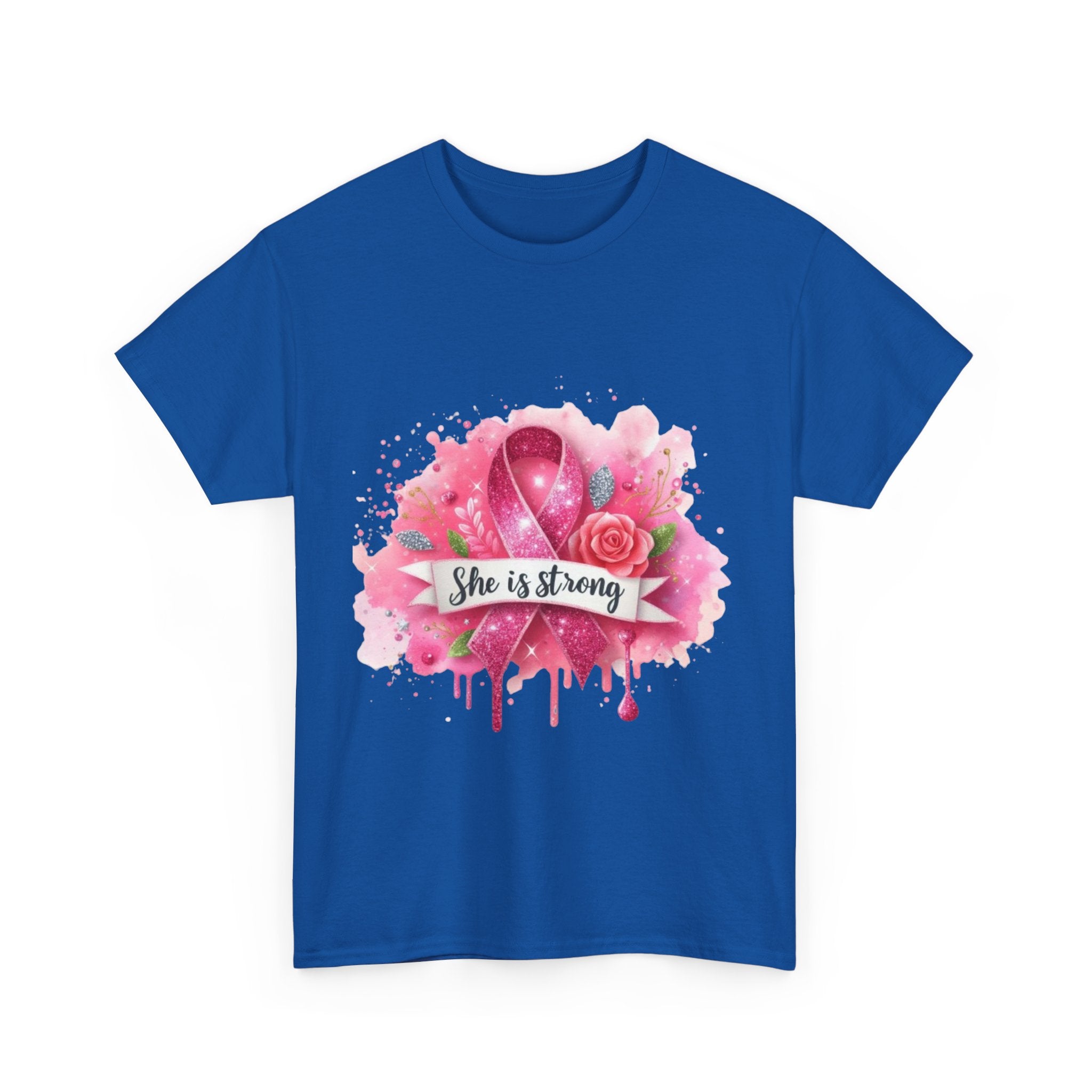 Unisex Heavy Cotton Tee - "She is Strong" Breast Cancer Awareness Shirt, Inspirational Tee, Gift for Her, Supportive Apparel, [...]