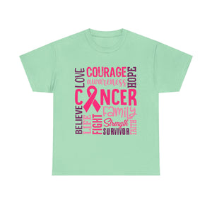 Cancer Awareness Unisex Tee, Support Cancer Fighters, Fight Against Cancer, Gift for Survivors, Hope & Love T-Shirt