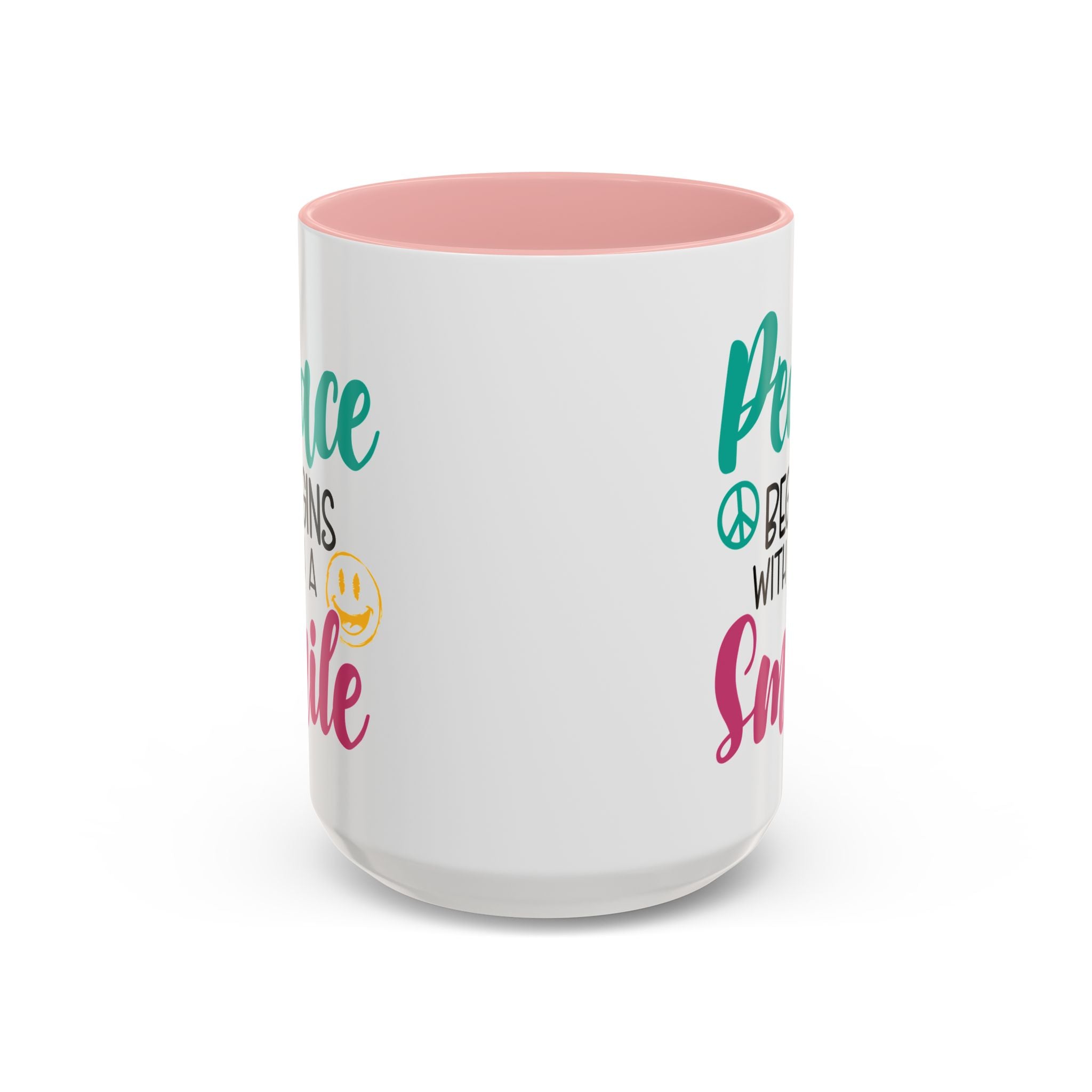 Inspirational Peace Coffee Mug - "Peace Begins with a Smile" - 11oz & 15oz
