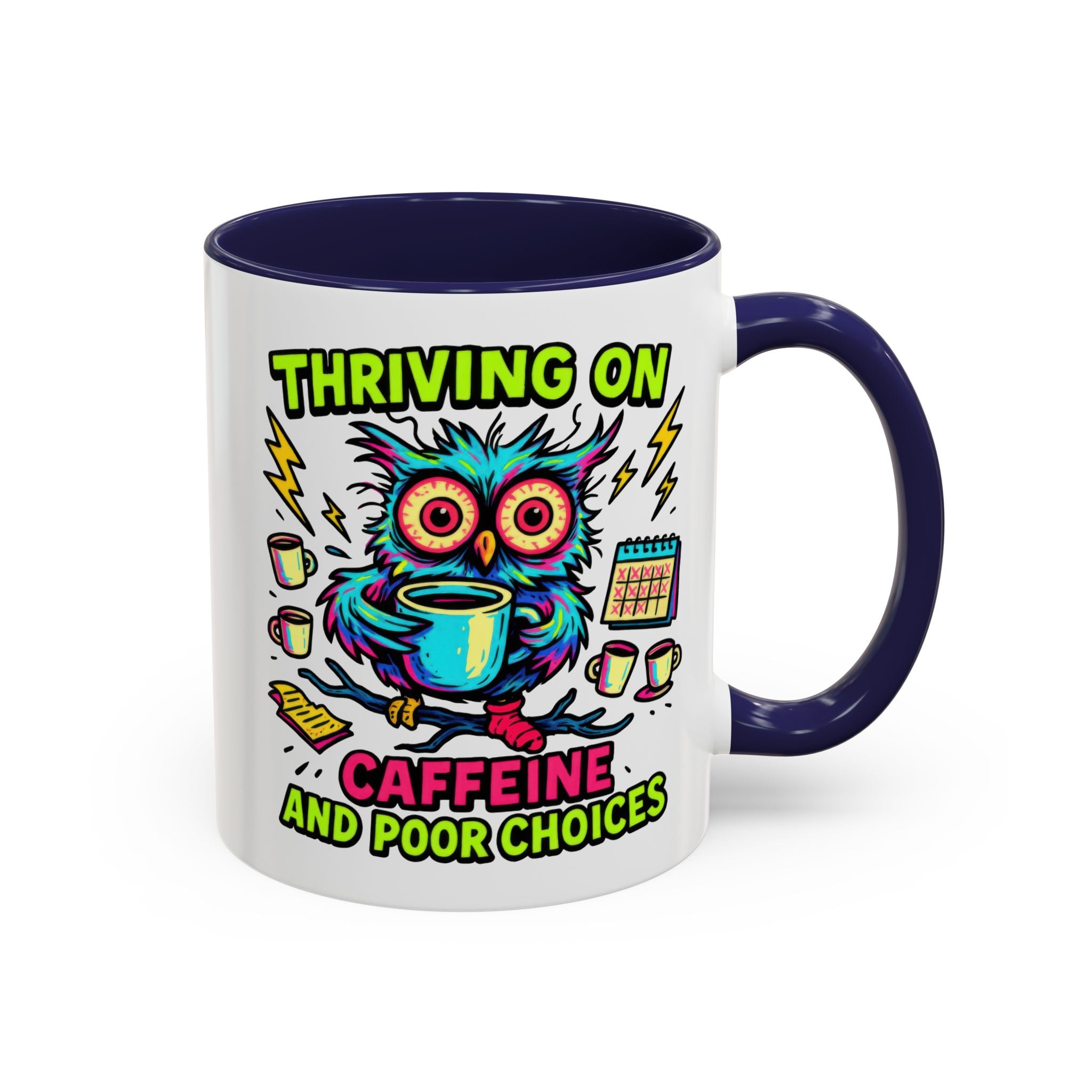 Thriving on Caffeine Mug | Funny Owl Coffee Cup | Gift for Coffee Lovers | Cute Kitchen Decor | Birthday, Holiday Gift