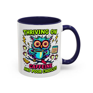 Thriving on Caffeine Mug | Funny Owl Coffee Cup | Gift for Coffee Lovers | Cute Kitchen Decor | Birthday, Holiday Gift