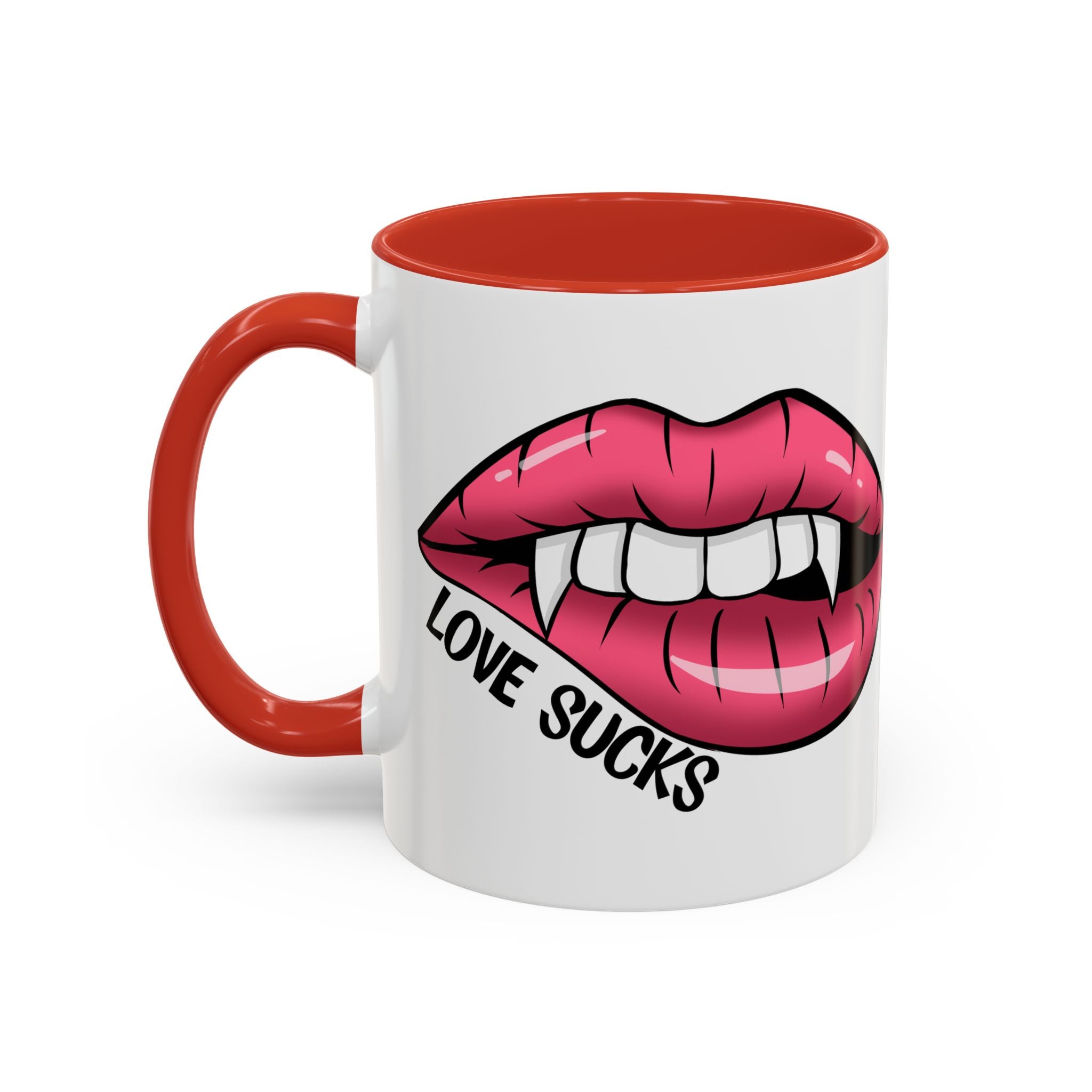 anti valentine Accent Coffee Mug - 'Love Sucks' Vampire Lips Coffee Mug