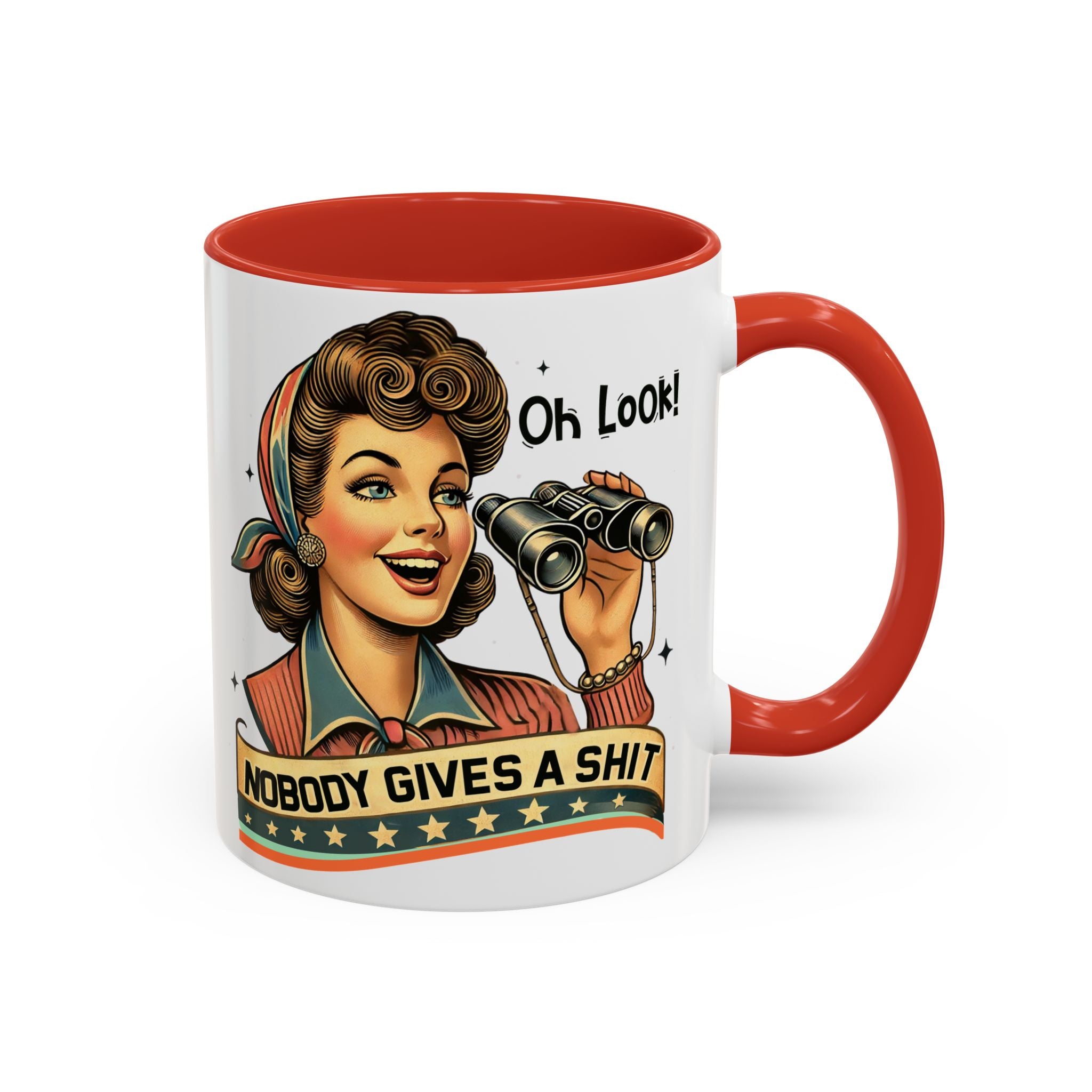 Nobody Gives a Shit Retro Coffee Mug — Funny Vintage Pin-Up Accent Mug (11/15oz)