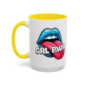 GRL PWR Accent Coffee Mug - Bold Fun Design for Empowerment, Great Gift for Friends, Coffee Lovers, Birthdays, and Celebrations